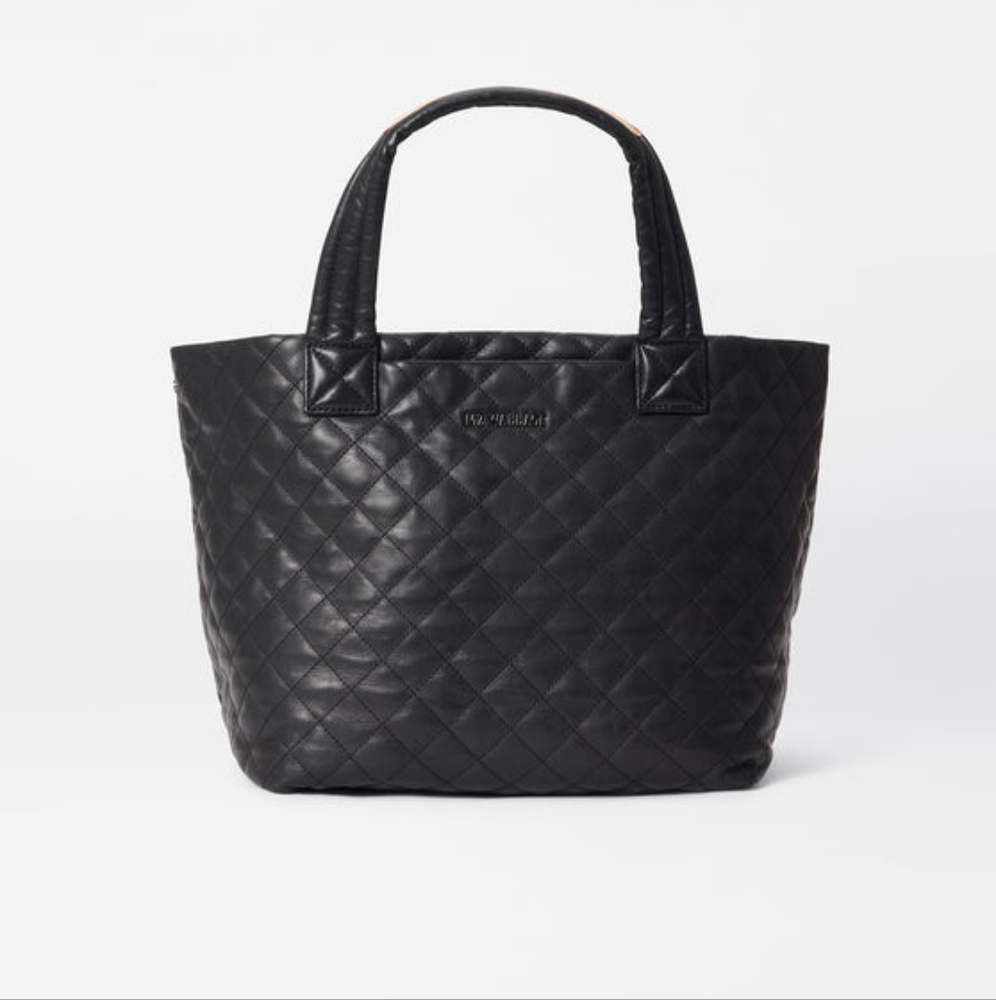 MZ Wallace Black Quilted Leather Small Metro Tote Deluxe